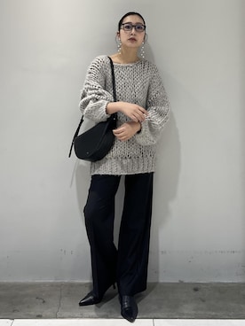 「ADAM ET ROPE'（アダムエロペ）の【EMOELLE】ローゲージニットプルオーバー（ニット/セーター）」を使った、marin.さん（レディース・162cm）の冬コーディネート