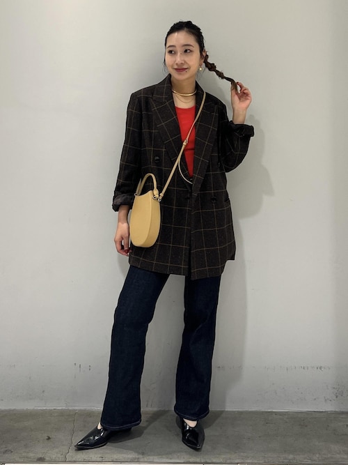 ダブルブレストツイード＆チェックジャケット（テーラードジャケット