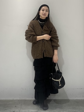 「アイテム（カーディガン/ボレロ）」を使った、marin.さん（レディース・162cm・30代）の冬コーディネート