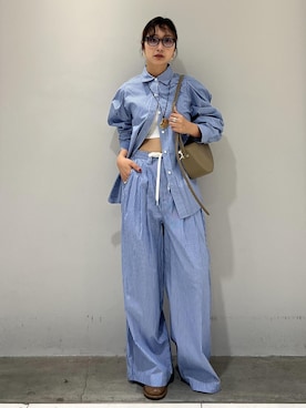 「アイテム（スラックス）」を使った、marin.さん（レディース・162cm・30代）の夏コーディネート