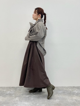 「アイテム（ブーツ、グリーン系）」を使った、卑弥呼　本社スタッフEさん（レディース・154cm）の秋コーディネート