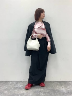 「HIMIKO（ヒミコ）の【HIMIKO】シグネチャーハンドバッグ/661181（ショルダーバッグ、ホワイト系）」を使った、卑弥呼　本社スタッフEさん（レディース・154cm）の春コーディネート