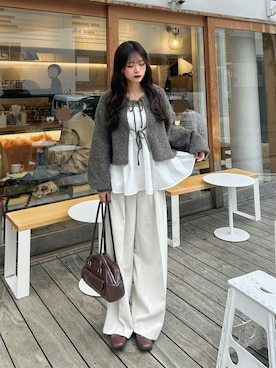 「アイテム（キャミソール）」を使った、さわち / 小泉 沙和さん（レディース・156cm）の秋コーディネート