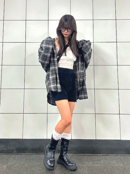 セール】オーバーサイジングフード付きチェックシャツ（シャツ