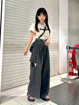 「着回しコーデ」｜さわち / 小泉 沙和さん（レディース・156cm）の夏コーディネート