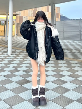 「アイテム（ブルゾン）」を使った、さわち / 小泉 沙和さん（レディース・156cm）の冬コーディネート