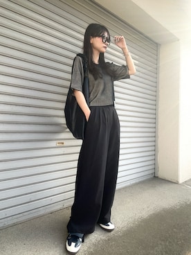 「アイテム（メガネ）」を使った、さわち / 小泉 沙和さん（レディース・156cm）の夏コーディネート