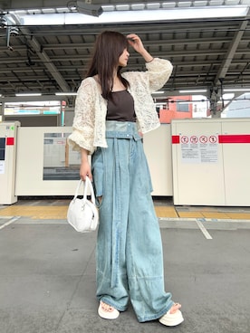 「アイテム（カーディガン/ボレロ）」を使った、さわち / 小泉 沙和さん（レディース・156cm）の夏コーディネート