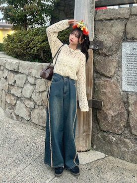「アイテム（ボストンバッグ）」を使った、さわち / 小泉 沙和さん（レディース・156cm）の秋コーディネート