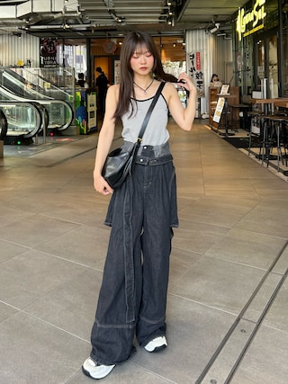 「Teem Store（チームストア）のハーフムーンワンハンドルショルダーバッグ（ショルダーバッグ）」を使った、さわち / 小泉 沙和さん（レディース・156cm）の夏コーディネート