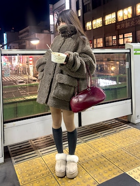 「アイテム（ダッフルコート）」を使った、さわち / 小泉 沙和さん（レディース・156cm）の冬コーディネート