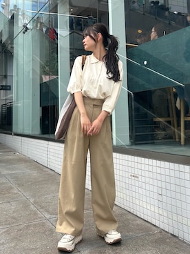 「アイテム（トートバッグ）」を使った、さわち / 小泉 沙和さん（レディース・156cm）の夏コーディネート