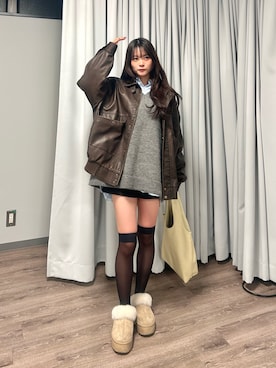 「アイテム（スリッポン）」を使った、さわち / 小泉 沙和さん（レディース・156cm）の冬コーディネート