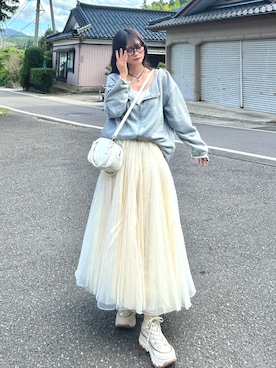 「アイテム（スウェット）」を使った、さわち / 小泉 沙和さん（レディース・156cm）の秋コーディネート