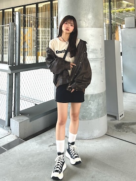 「アイテム（ブルゾン）」を使った、さわち / 小泉 沙和さん（レディース・156cm）の秋コーディネート