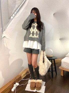 「アイテム（キャミソール）」を使った、さわち / 小泉 沙和さん（レディース・156cm）の冬コーディネート