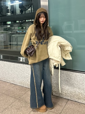 「アイテム（ボストンバッグ）」を使った、さわち / 小泉 沙和さん（レディース・156cm）の秋コーディネート