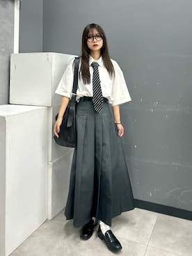 「アイテム（ネクタイ）」を使った、さわち / 小泉 沙和さん（レディース・156cm）の秋コーディネート