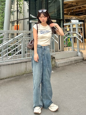 「アイテム（メガネ）」を使った、さわち / 小泉 沙和さん（レディース・156cm）の秋コーディネート