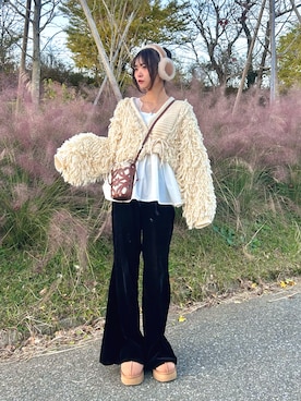 「アイテム（キャミソール）」を使った、さわち / 小泉 沙和さん（レディース・156cm）の冬コーディネート