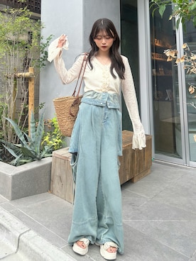 「Shoes in Closet（シューズインクローゼット）の【25SS/新色追加】軽量厚底 高反発クッションソール  多連ベルクロ スポーツサンダル 7485（サンダル）」を使った、さわち / 小泉 沙和さん（レディース・156cm）の夏コーディネート