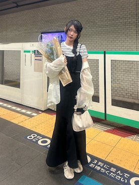 「moi tytto（モイテュット）のスタイルアップマーメイドスカート（スカート、ブラック系）」を使った、さわち / 小泉 沙和さん（レディース・156cm）の春コーディネート