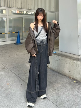 「アイテム（キャミソール）」を使った、さわち / 小泉 沙和さん（レディース・156cm）の秋コーディネート