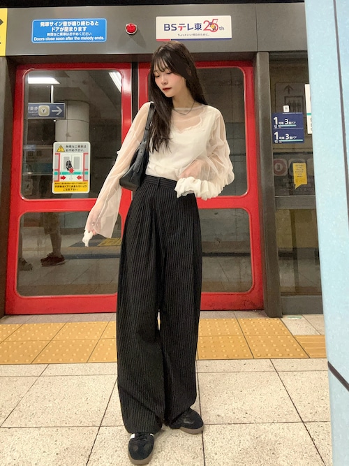 ストライプワイドスラックス（スラックス）｜1chaku