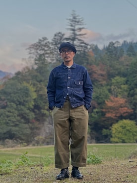 「アイテム（キャスケット）」を使った、dore1974さん（メンズ・170cm）の秋コーディネート