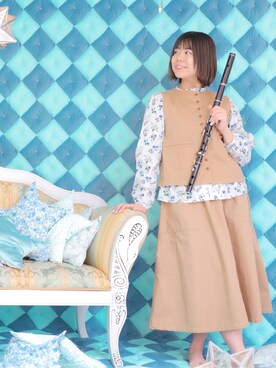 「PAR ICI（パーリッシィ）のアイテム（ベスト）」を使った、erikoyajimaさん（レディース・152cm）の春コーディネート