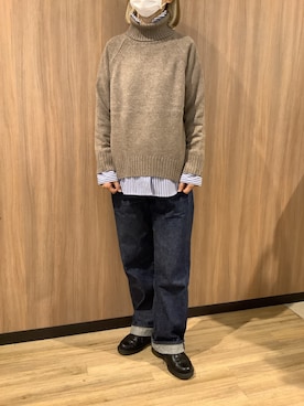 「タートルネック」｜「アイテム（ビジネスシャツ）」を使った、BRICK HOUSE シャツ工房 浜松メイワン店さん（レディース・162cm）の冬コーディネート