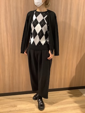 「ニットカーディガン」｜「アイテム（アンサンブル）」を使った、BRICK HOUSE シャツ工房 浜松メイワン店さん（レディース・162cm）の冬コーディネート