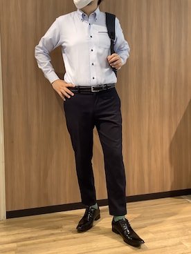 「アイテム（ビジネスシャツ）」を使った、BRICK HOUSE シャツ工房 浜松メイワン店さん（メンズ・182cm）の秋コーディネート