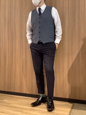 「アイテム（ビジネスシャツ）」を使った、BRICK HOUSE シャツ工房 浜松メイワン店さん（メンズ・182cm）の秋コーディネート