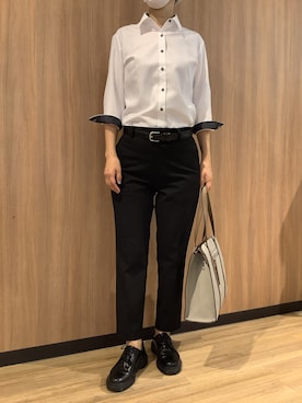 「アイテム（ビジネスシャツ）」を使った、BRICK HOUSE シャツ工房 浜松メイワン店さん（レディース・162cm）の夏コーディネート