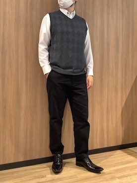 「アイテム（ビジネスシャツ）」を使った、BRICK HOUSE シャツ工房 浜松メイワン店さん（メンズ・182cm）の秋コーディネート