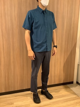 「綿麻シャツ」｜BRICK HOUSE シャツ工房 浜松メイワン店さん（メンズ・177cm）の夏コーディネート