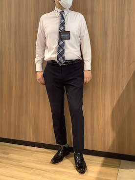 「アイテム（ビジネスシャツ）」を使った、BRICK HOUSE シャツ工房 浜松メイワン店さん（メンズ・182cm）の秋コーディネート
