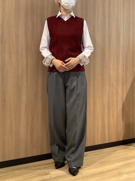 「アイテム（ビジネスシャツ）」を使った、BRICK HOUSE シャツ工房 浜松メイワン店さん（レディース・162cm）の秋コーディネート