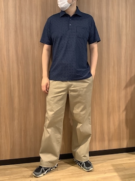 「TOKYO SHIRTS（トウキョウシャツ）のフラワープリント ポロシャツ（ポロシャツ、ブルー系）」を使った、BRICK HOUSE シャツ工房 浜松メイワン店さん（メンズ・182cm）の春コーディネート