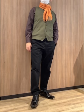 「アイテム（ベスト）」を使った、BRICK HOUSE シャツ工房 浜松メイワン店さん（メンズ・182cm）の秋コーディネート