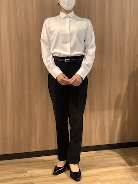 「TOKYO SHIRTS（トウキョウシャツ）の【吸水速乾】【COFREX】 形態安定ノンアイロン ワイド 長袖ビジネスワイシャツ（ビジネスシャツ、ホワイト系）」を使った、BRICK HOUSE シャツ工房 浜松メイワン店さん（メンズ・182cm）の秋コーディネート