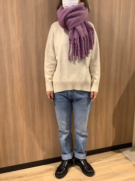 「オフホワイト」｜「アイテム（ブーツ）」を使った、BRICK HOUSE シャツ工房 浜松メイワン店さん（レディース・162cm）の冬コーディネート
