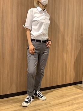 「アイテム（ビジネスシャツ、ホワイト系）」を使った、BRICK HOUSE シャツ工房 浜松メイワン店さん（レディース・162cm）の夏コーディネート