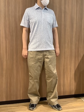 「TOKYO SHIRTS（トウキョウシャツ）のフラワープリント ポロシャツ（ポロシャツ、ブルー系）」を使った、BRICK HOUSE シャツ工房 浜松メイワン店さん（メンズ・182cm）の春コーディネート