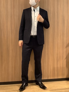 「TOKYO SHIRTS（トウキョウシャツ）の形態安定ノンアイロン ボタンダウン 長袖ビジネスワイシャツ（ビジネスシャツ、グリーン系）」を使った、BRICK HOUSE シャツ工房 浜松メイワン店さん（メンズ・182cm）の春コーディネート