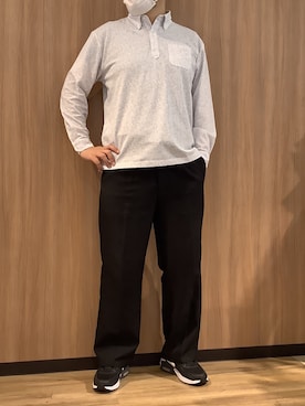 「TOKYO SHIRTS（トウキョウシャツ）のビズポロ ポロシャツ 小花柄プリント 長袖 メンズ（ポロシャツ、グレー系）」を使った、BRICK HOUSE シャツ工房 浜松メイワン店さん（メンズ・182cm）の秋コーディネート
