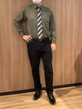 「アイテム（ビジネスシャツ）」を使った、BRICK HOUSE シャツ工房 浜松メイワン店さん（メンズ・182cm）の冬コーディネート