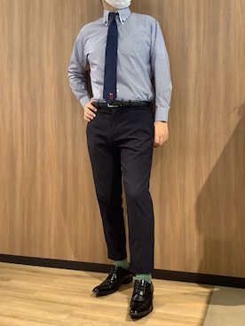 「アイテム（ビジネスシャツ）」を使った、BRICK HOUSE シャツ工房 浜松メイワン店さん（メンズ・182cm）の秋コーディネート