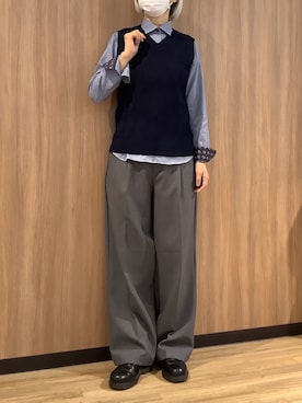 「アイテム（ビジネスシャツ）」を使った、BRICK HOUSE シャツ工房 浜松メイワン店さん（レディース・162cm）の冬コーディネート